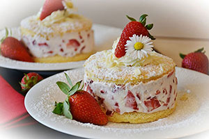 A whole strawberry cake.